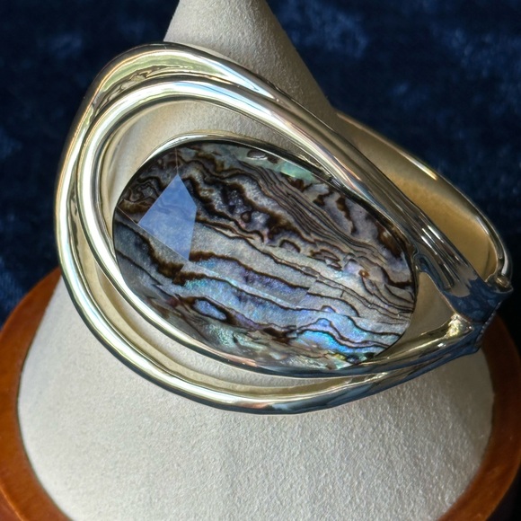 Robert Lee Morris Faux Abalone Silver-Toned Hinged Bracelet - Picture 1 of 4